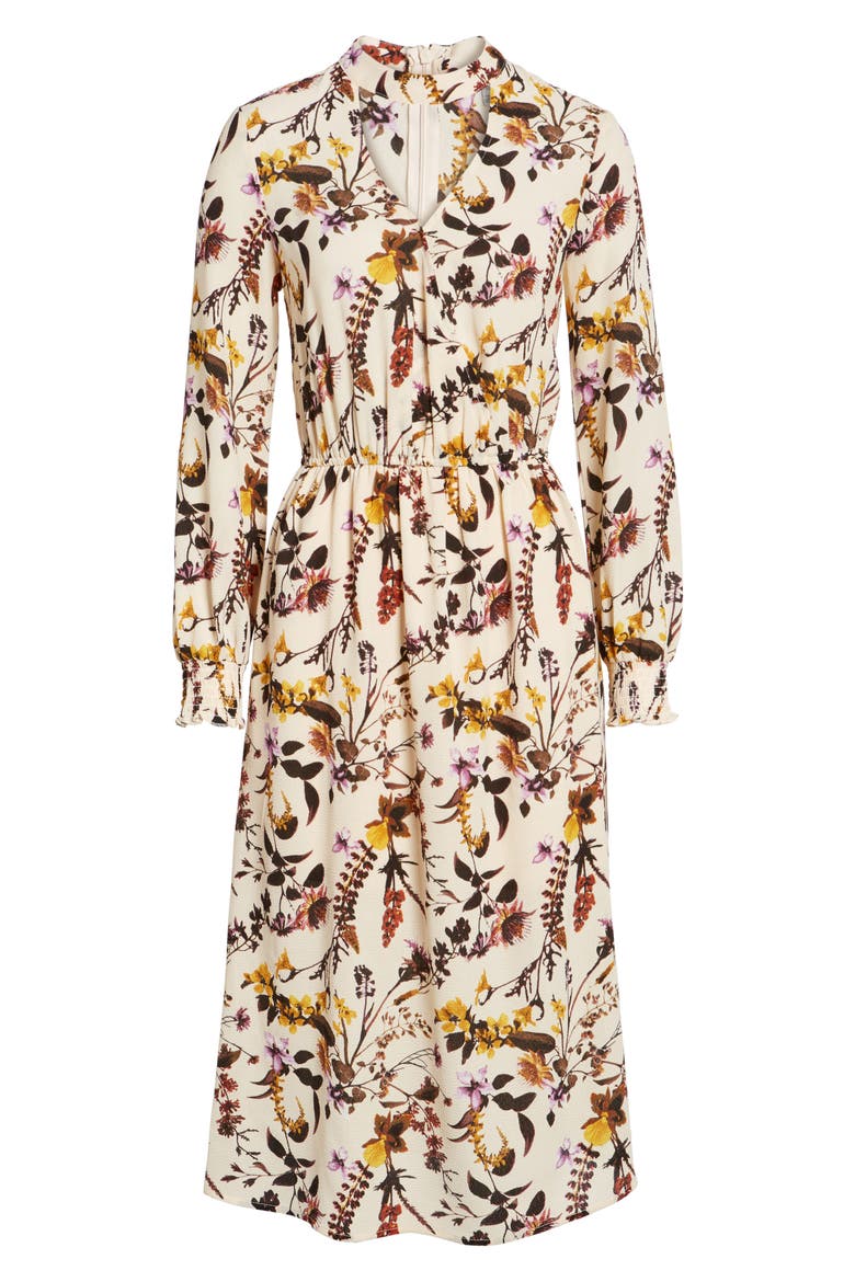 Gigi Floral Surplice Midi Dress, Alternate, color, NUDE FLORAL