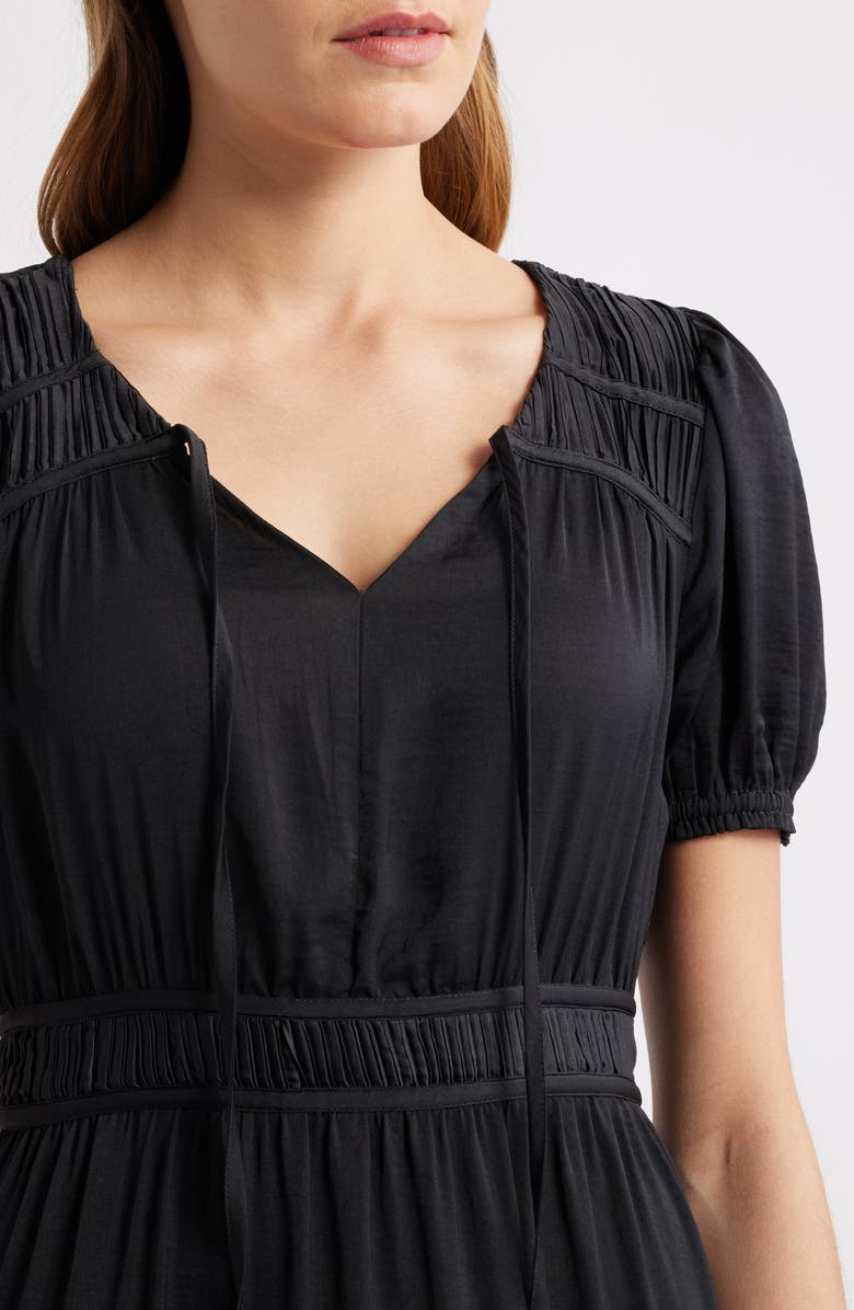 Lucky Brand Crinkle Satin Maxi Dress, Alternate, color, 001 Black