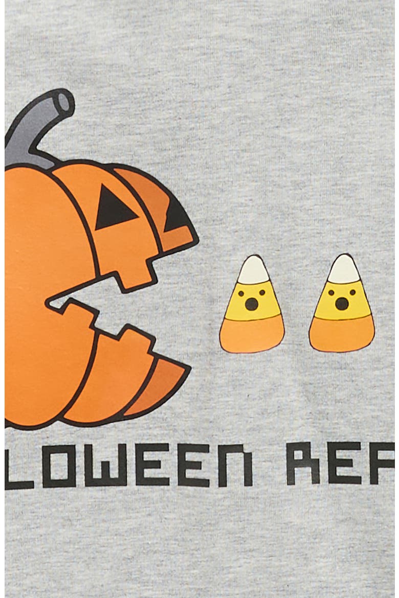 Kids' Halloween Graphic Hooded Long Sleeve T-Shirt, Alternate, color, GREY PUMPKIN
