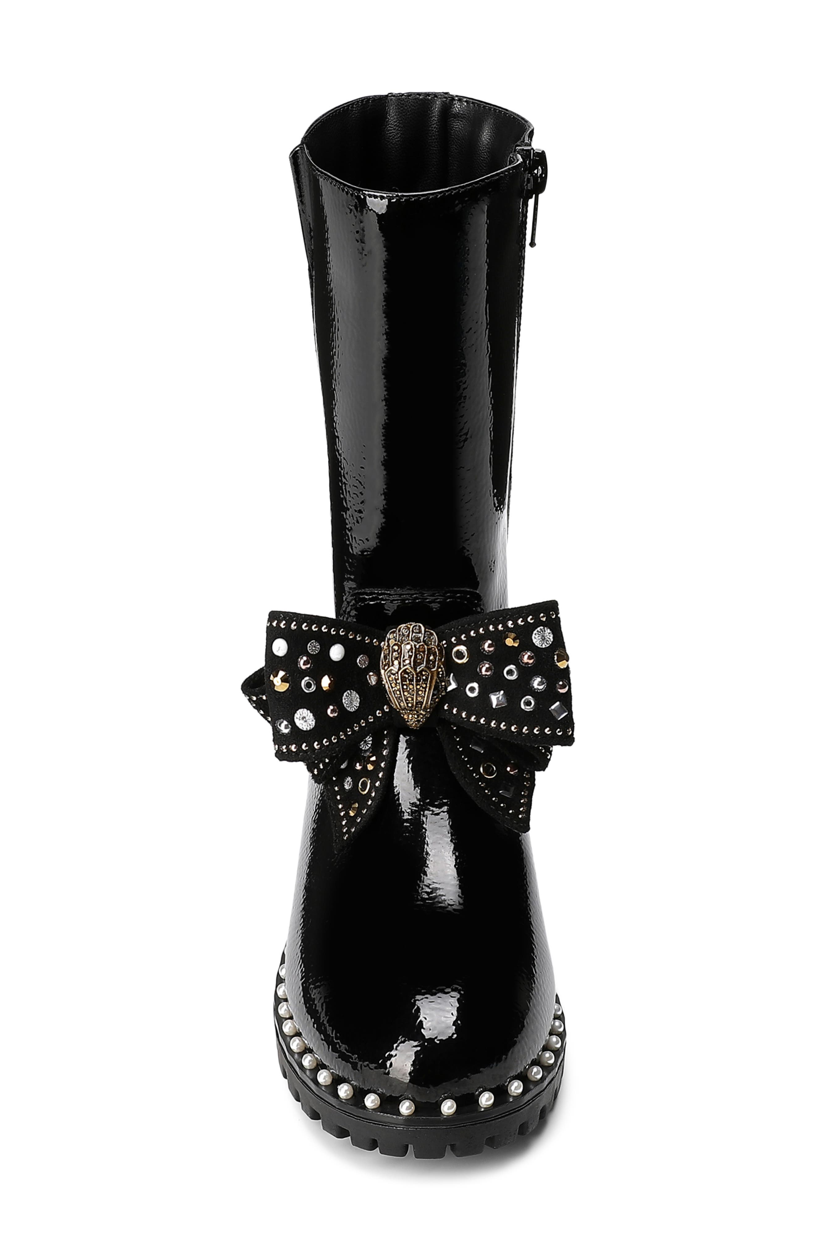 Kurt Geiger London Kids' Kensington Bow Boot, Alternate, color, Black Patent