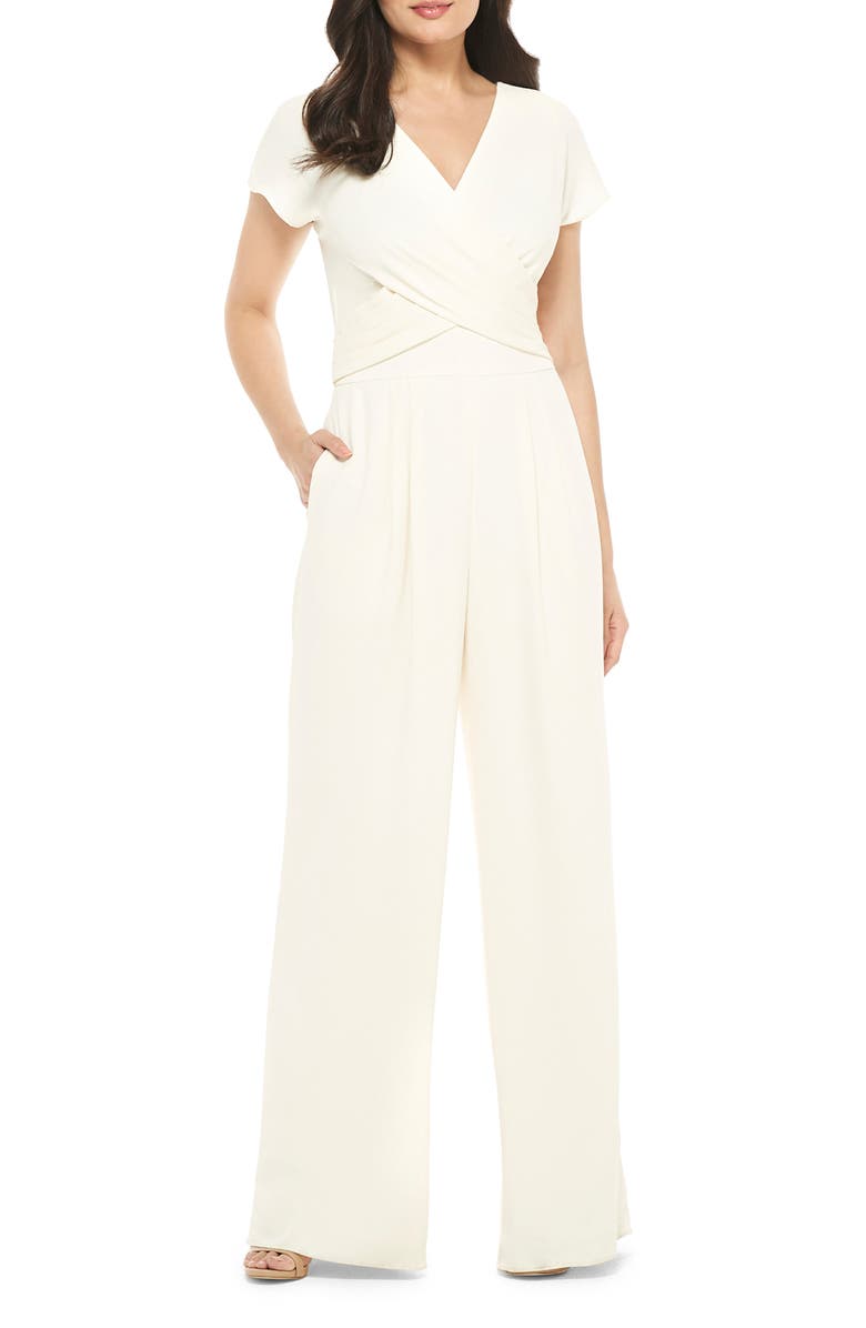 Gal Meets Glam Collection Delaney Crossover Wrap Bodice Jumpsuit, Main, color, 