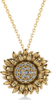 ALLUREZ Sunflower Diamond Pendant Necklace 18k
