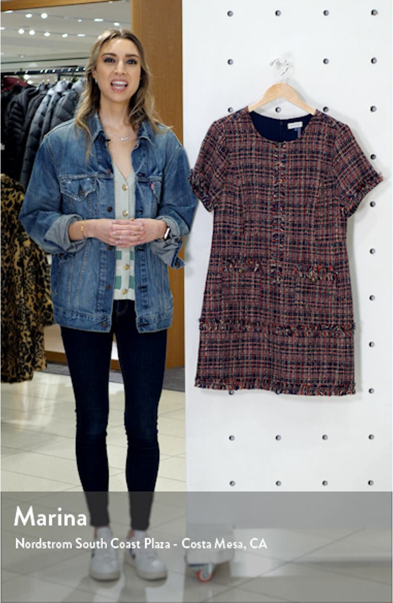 Preppy Tweed Fringe Trim Dress, sales video thumbnail