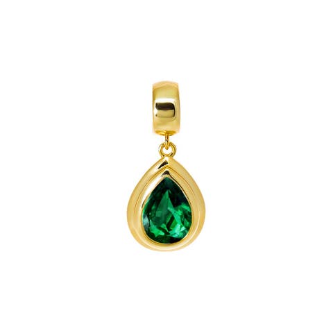 Colored CZ Pear Bezel Pendant