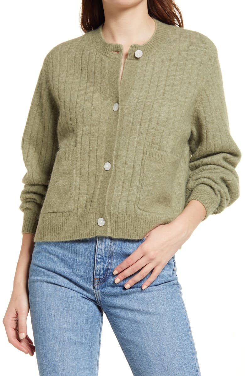 & Other Stories Patch Pocket Ribbed Cardigan, Main, color, 