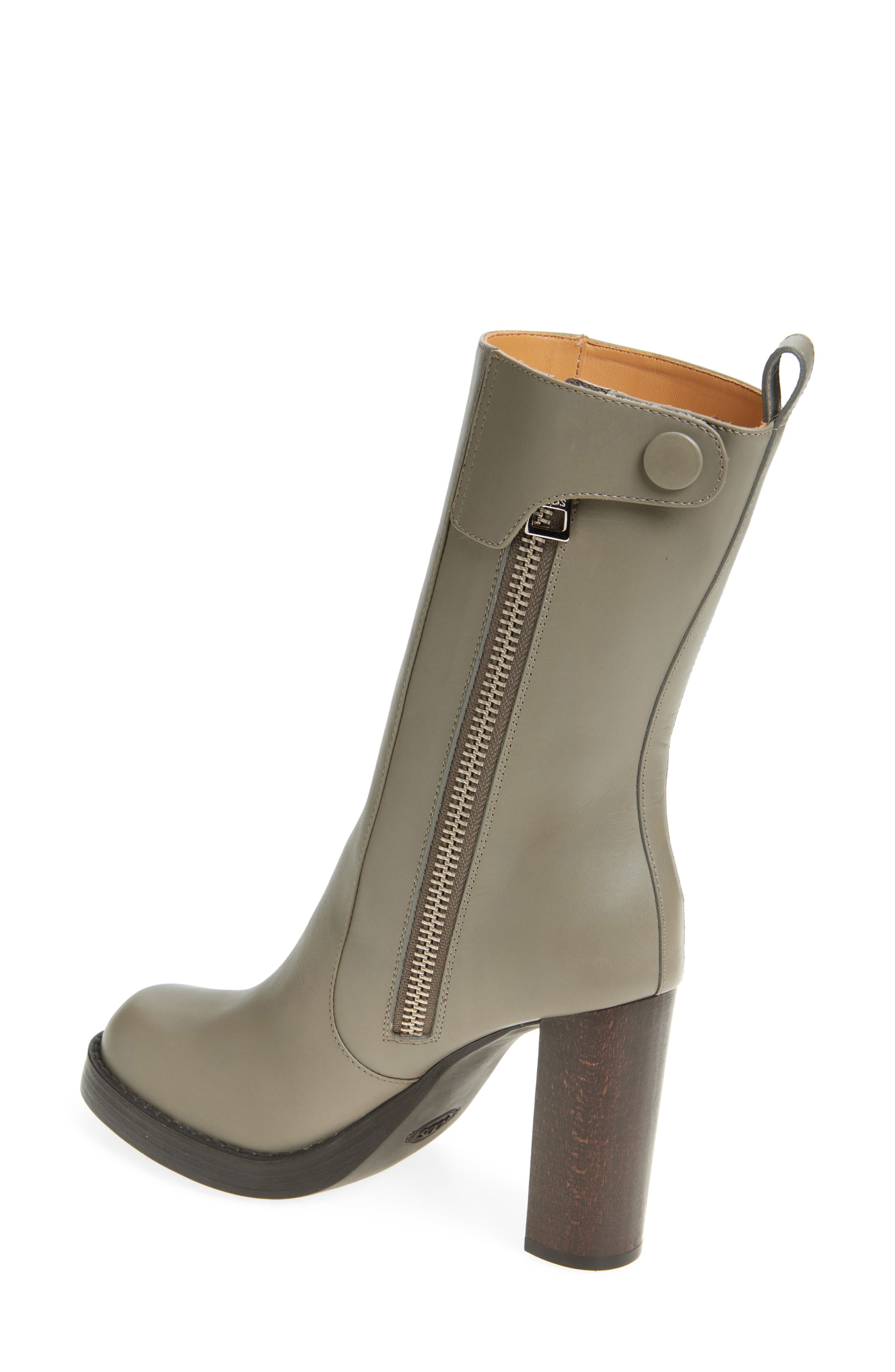Tod's Tube Block Heel Bootie, Alternate, color, Tortora Scuro