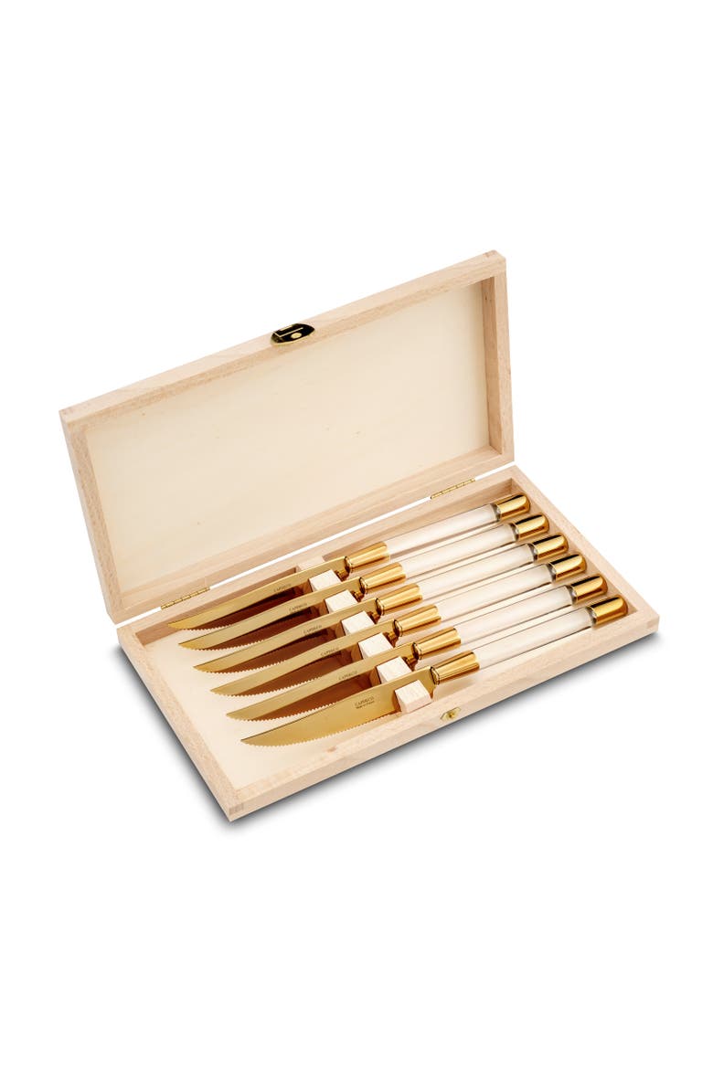 Zoe - Box of 6 Steak Knives, Main, color, PVD Gold