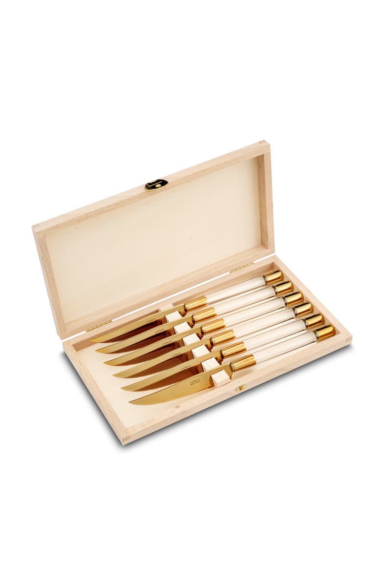 CAPDECO Zoe - Box of 6 Steak Knives, Main, color, Pvd Gold