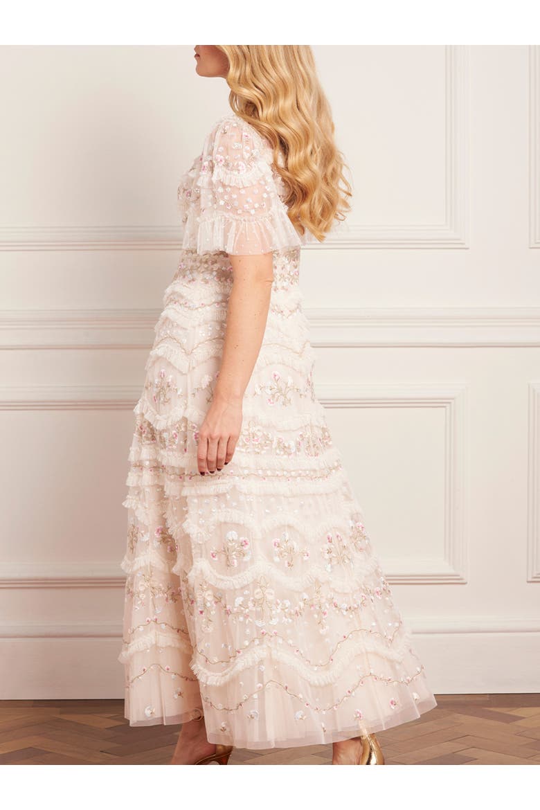 Marina Ruffle Ankle Gown, Alternate, color, Cream/Multi