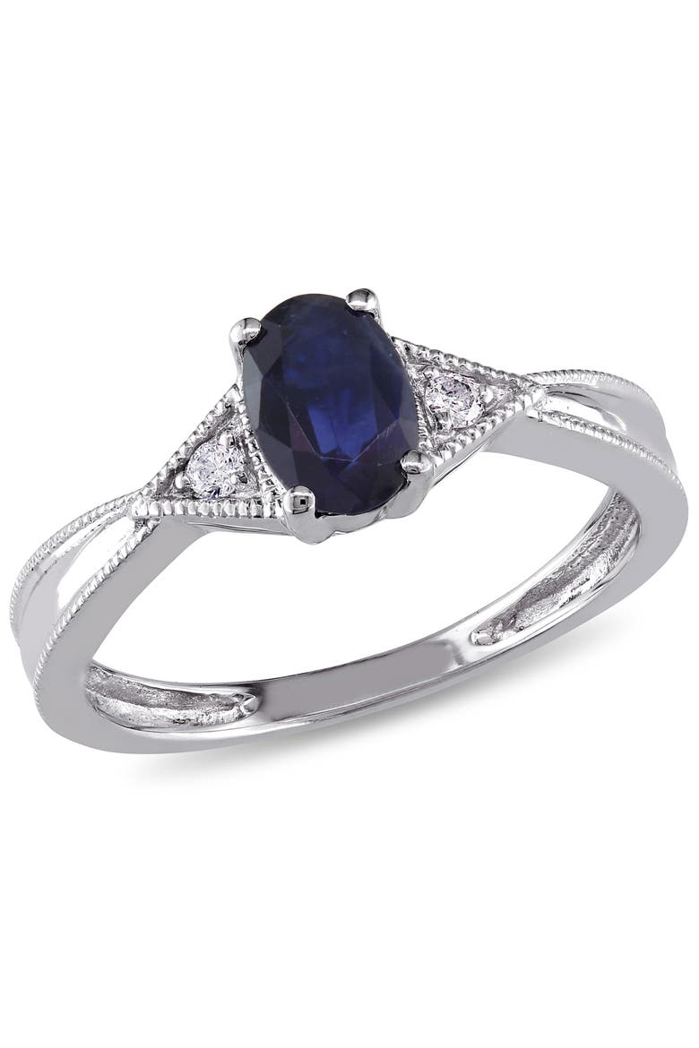 Oval Sapphire Ring with Diamonds 14k, Main, color, Sapphire