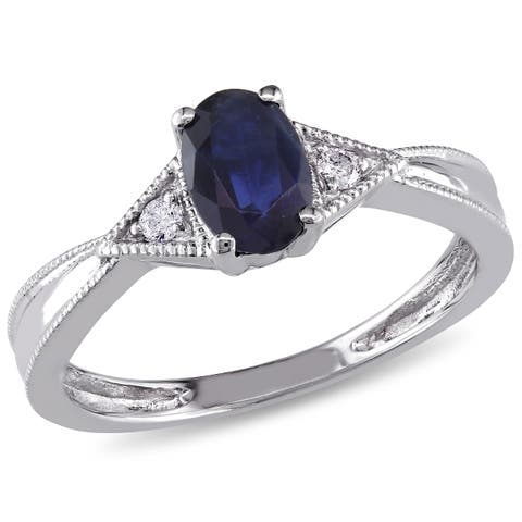 Oval Sapphire Ring with Diamonds 14k