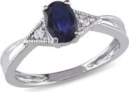 Julianna B. Oval Sapphire Ring with Diamonds 14k