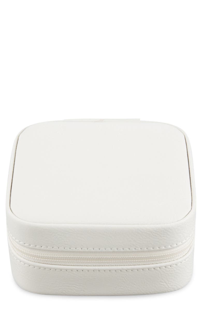 Bey-Berk Small Leather Travel Jewelry Case, Main, color, White