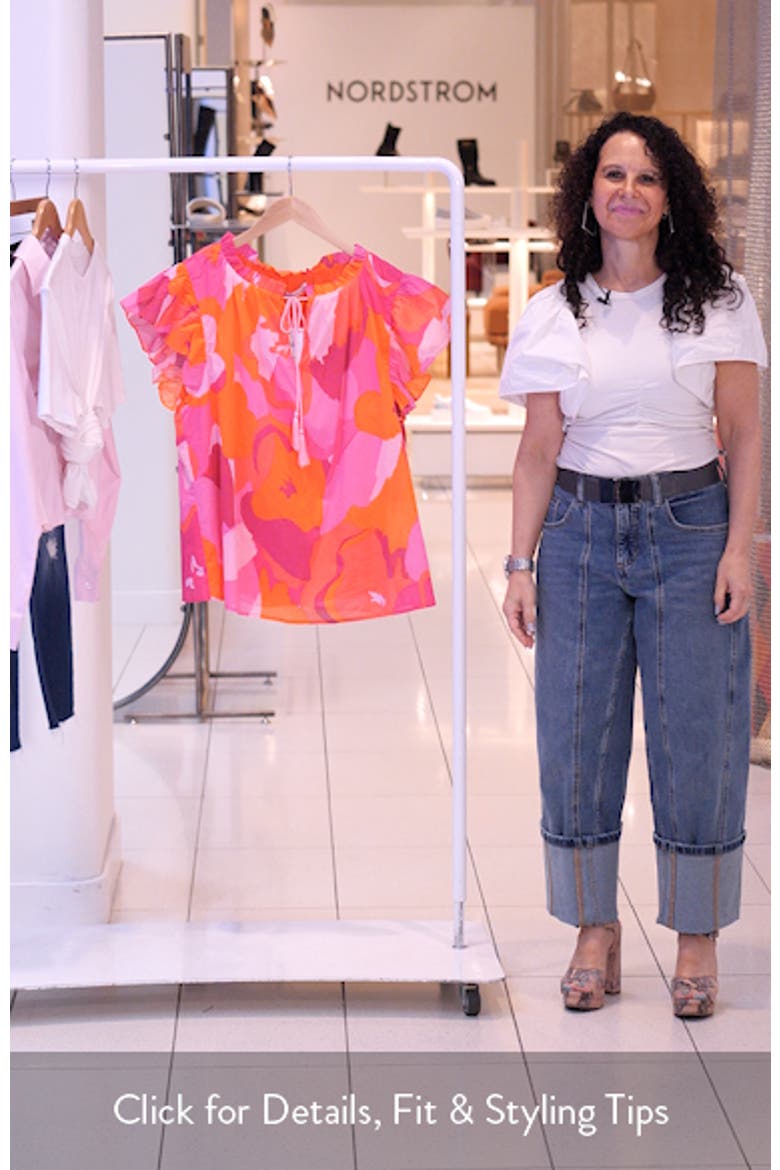 Merim Deniza Floral Split Neck Cotton Top video