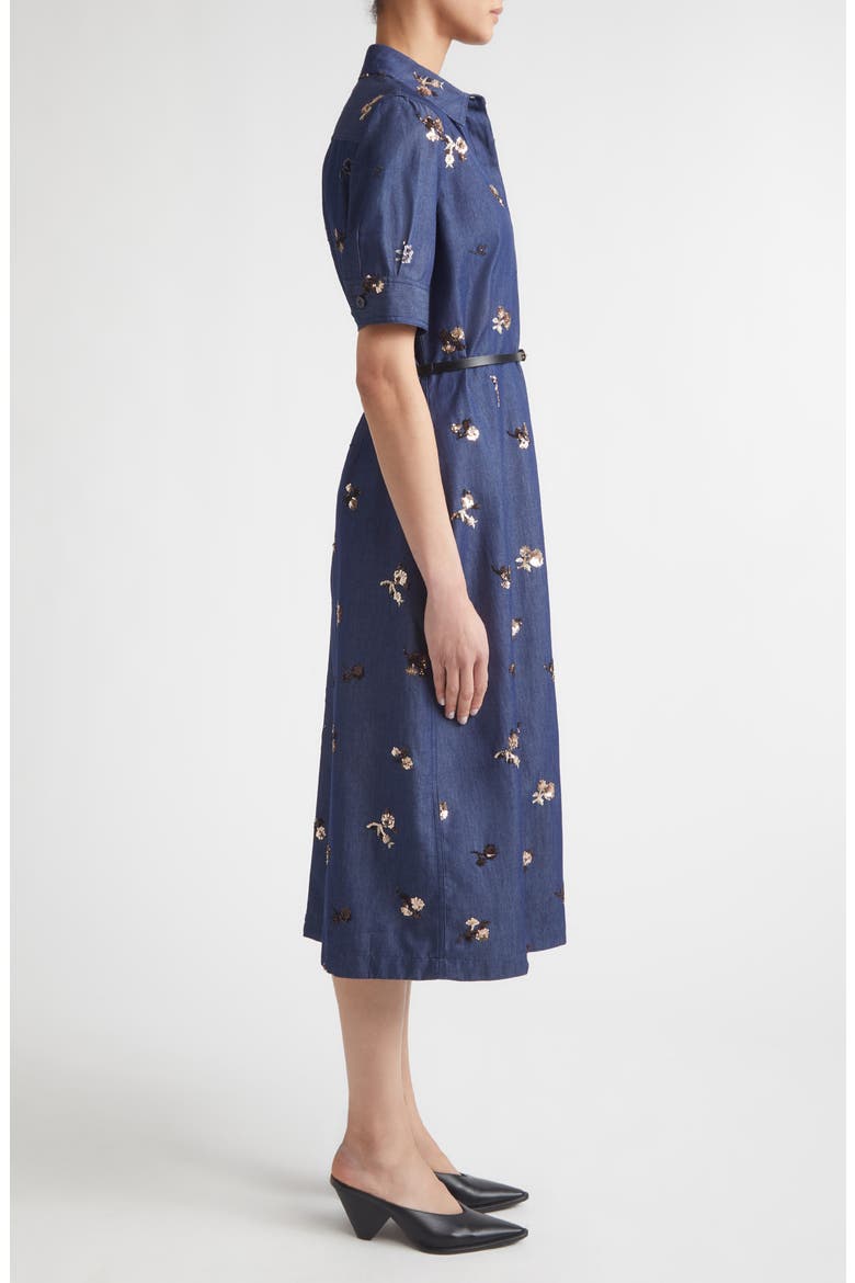 Kieran Embellished Belted Denim Shirtdress, Alternate, color, 000479 MIDNIGHT
