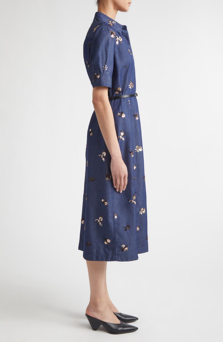 Altuzarra Kieran Embellished Belted Denim Shirtdress, Alternate, color, 000479 Midnight