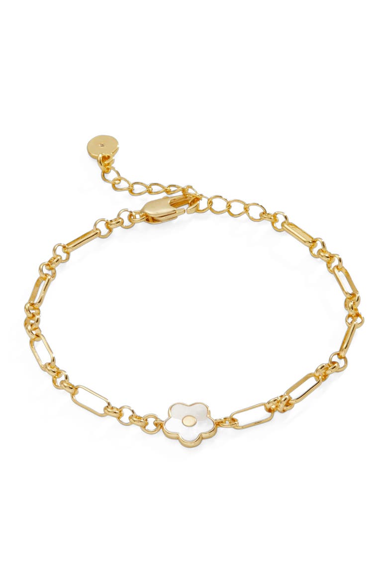 Daisy Charm Chain Bracelet, Main, color, Pearl