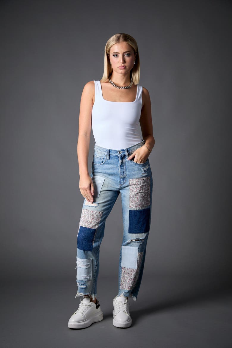 Paisley Patchwork Straight Leg Jeans, Alternate, color, Miami Patchwork