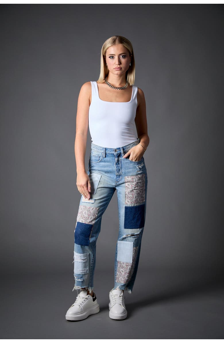 BLUE REVIVAL Paisley Patchwork Straight Leg Jeans, Alternate, color, Miami Patchwork