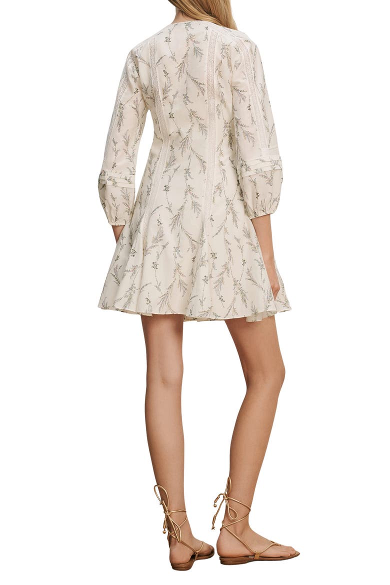 Ollian Floral Cotton & Silk Minidress, Alternate, color, DOVE MULTI