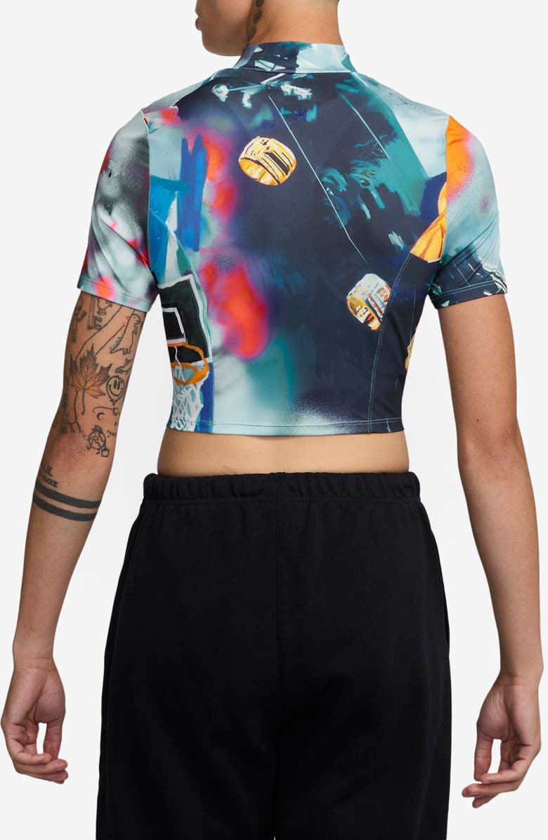 Jordan Printed Mock Neck Crop Top, Alternate, color, White