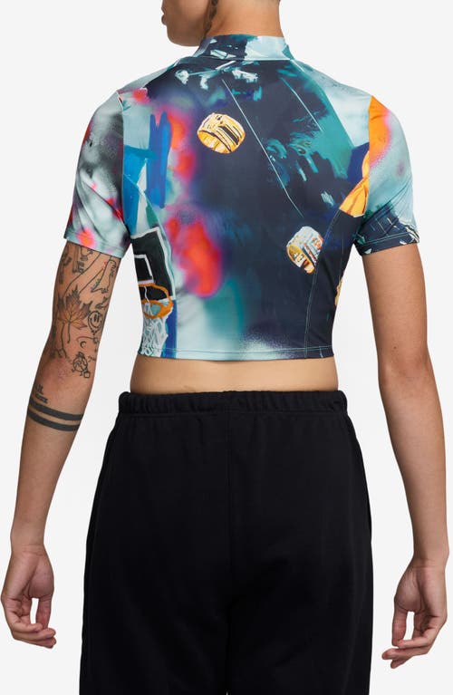 Shop Jordan Printed Mock Neck Crop Top In White
