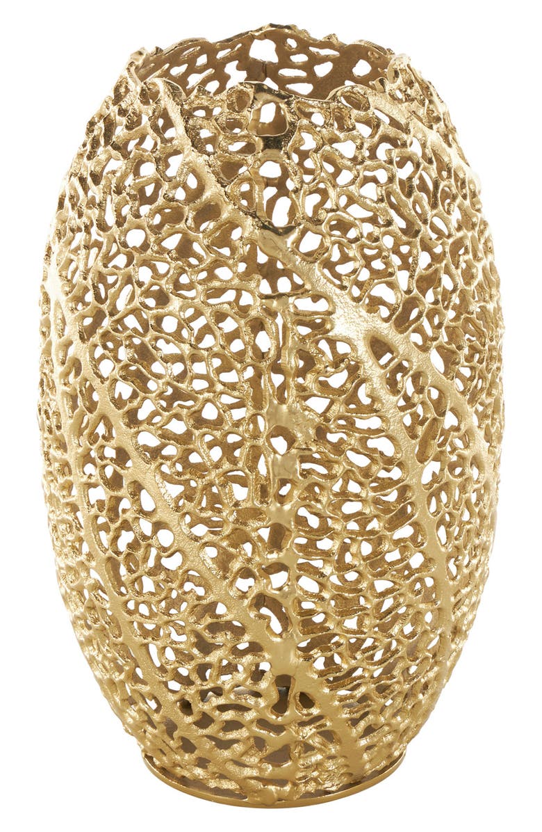 VIVIAN LUNE HOME Golden Metal Vase, Alternate, color, 