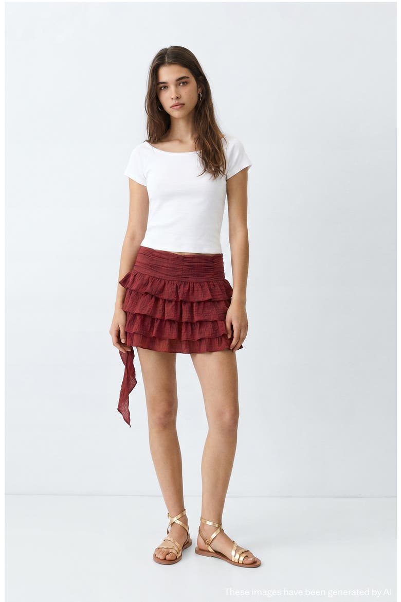 Ruffled Miniskirt, Alternate, color, BURNT ORANGE