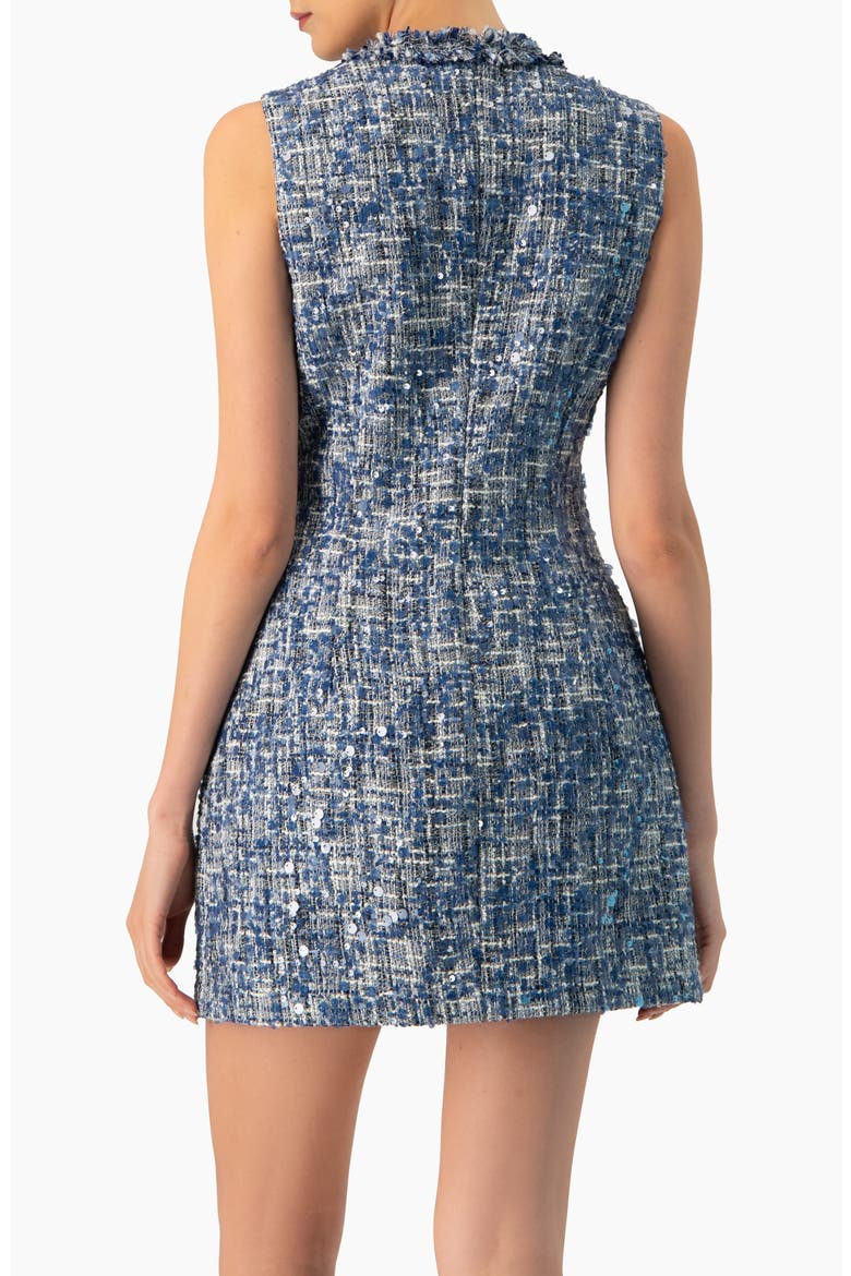 Sleeveless A-Line  Dress with Sequined Boucle Fabric, Alternate, color, Blue