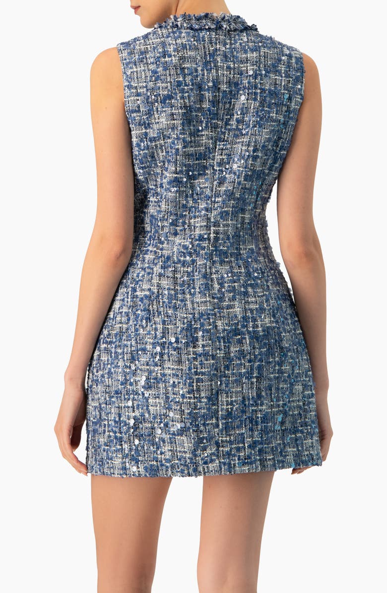 IVONNE Sleeveless A-Line  Dress with Sequined Boucle Fabric, Alternate, color, Blue