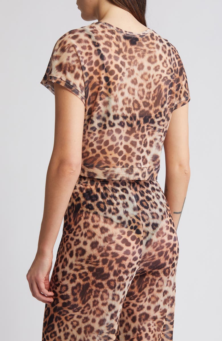 Good American Semisheer Mesh Crop Cover-Up T-Shirt, Alternate, color, Fierce Leopard001