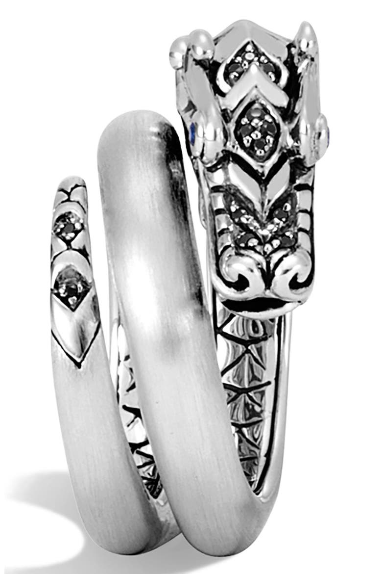 Legends Naga Brushed Coil Ring, Alternate, color, BLACK SPINEL/ BLUE SAPPHIRE