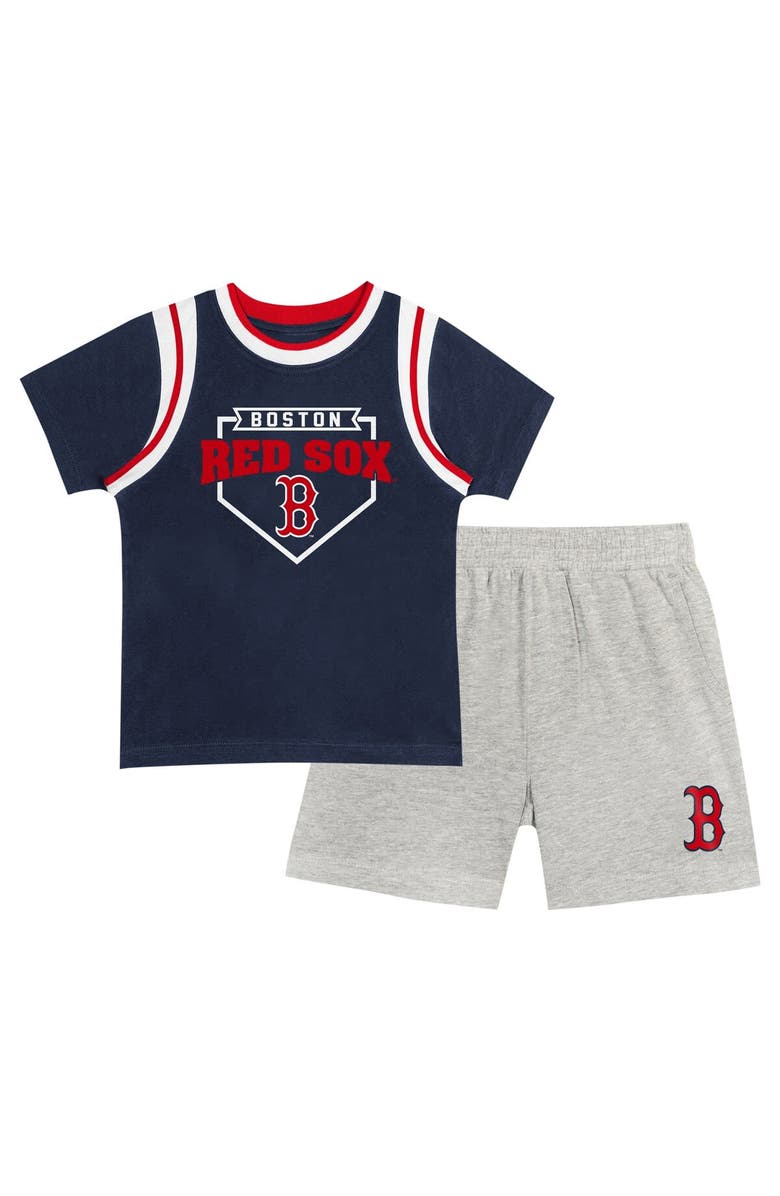 Outerstuff Toddler Fanatics Branded Navy/Gray Boston Red Sox Bases Loaded T-Shirt & Shorts Set, Main, color, 