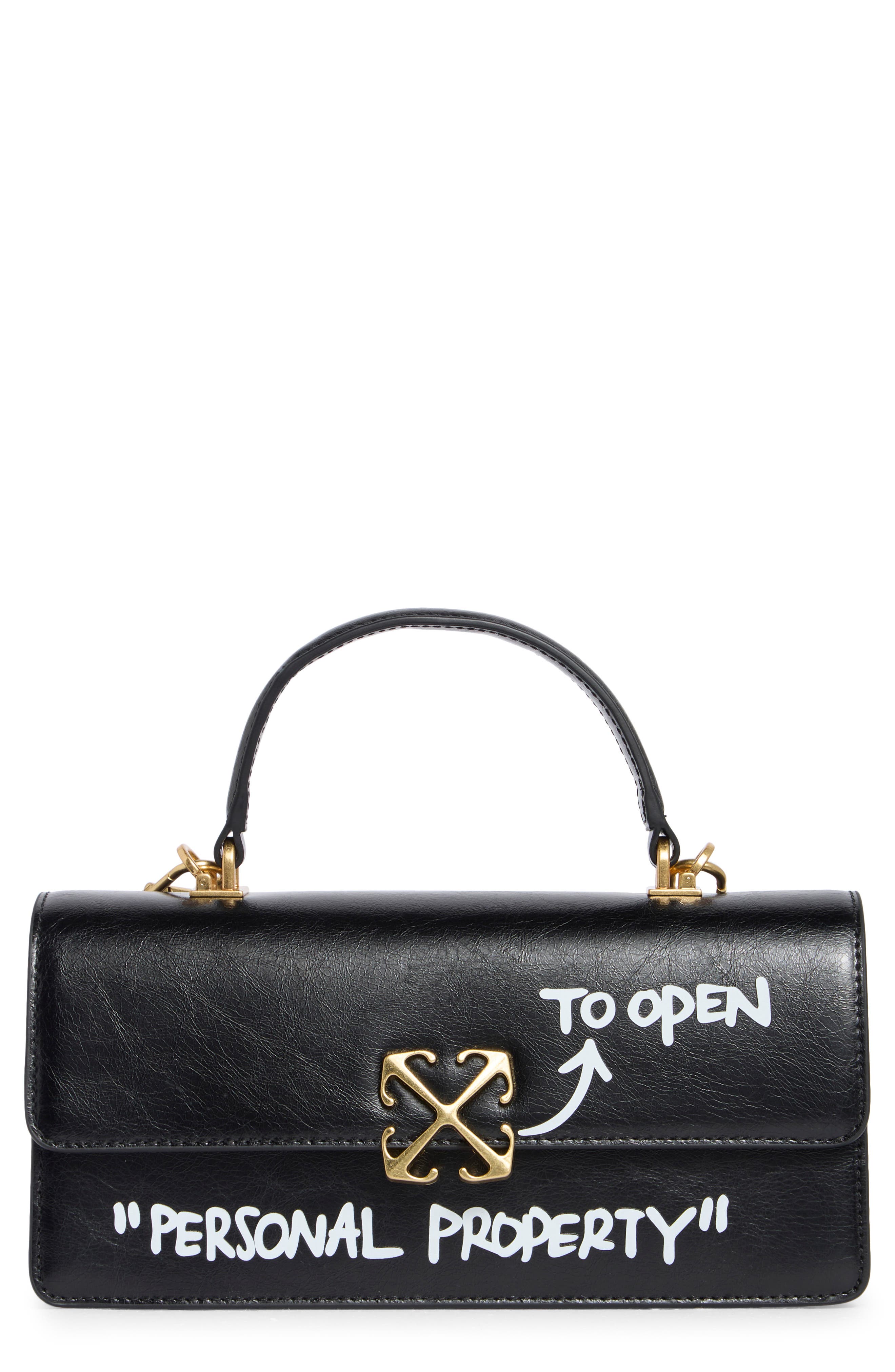 Off-White East/West Jitney Top Handle Leather Satchel