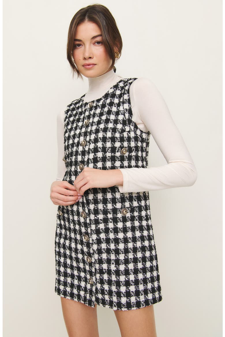 Tropez Tweed Shift Dress, Alternate, color, BLACK CHECK