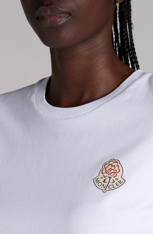 Moncler Crew Neck Short Sleeve T-shirt With Embroidery In White