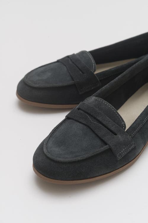 Forever & Always Shoes Dorothy Leather Loafer In Dusty Charcoal Suede Leather