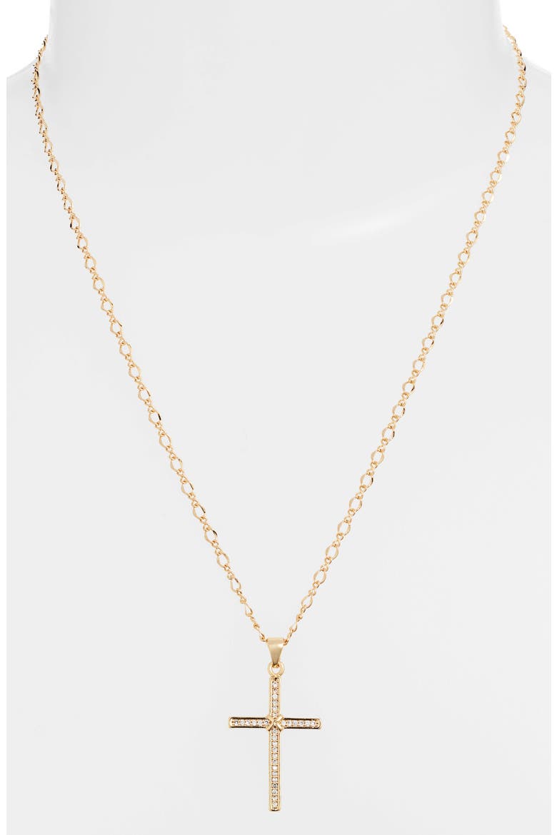 Risen Cross Pendant Necklace, Alternate, color, GOLD