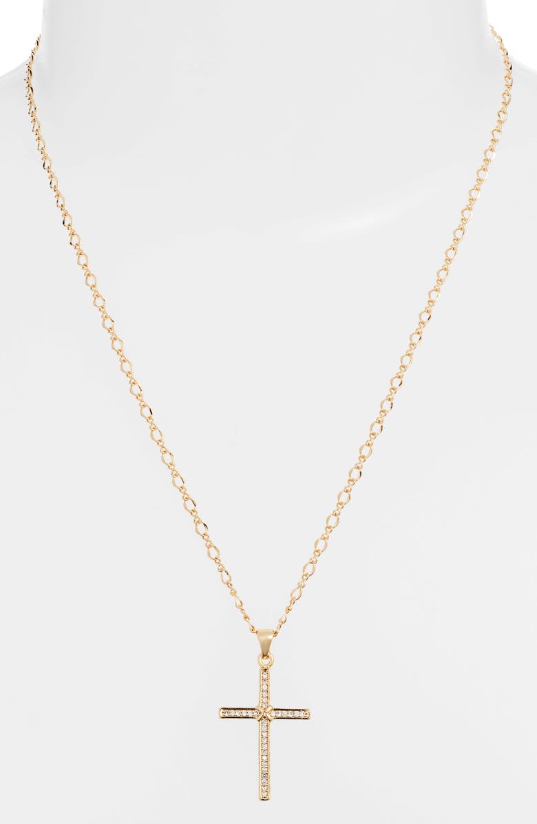 Bracha Risen Cross Pendant Necklace, Alternate, color, 