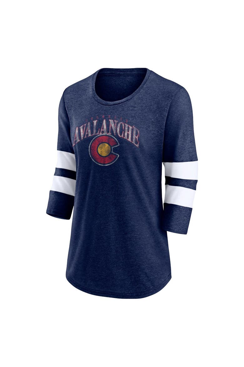 Women's Fanatics Branded Heather Navy Colorado Avalanche Special Edition 2.0 Barn Burner 3/4 Sleeve T-Shirt, Alternate, color, Heather Navy
