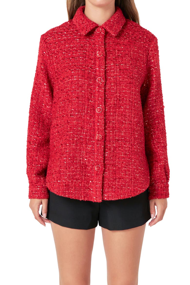 Tweed Shacket, Alternate, color, RED