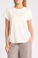 DKNY Roll Sleeve Cotton Blend T-Shirt