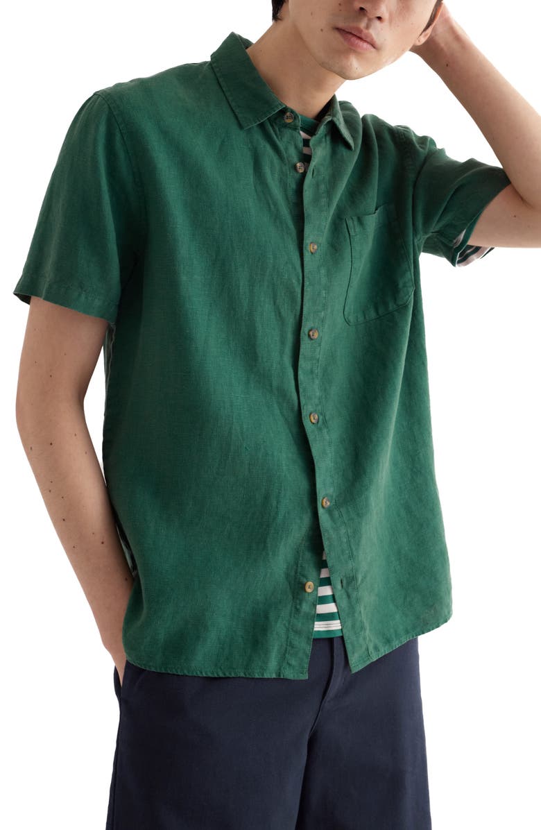 Seasalt Cornwall Carne Short Sleeve Linen Button-Up Shirt, Main, color,