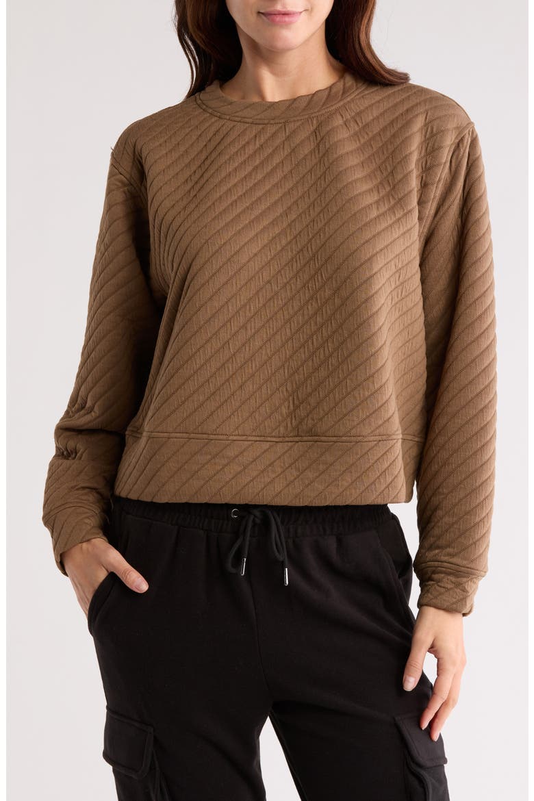 Tilt Quilted Crew Sweatshirt, Main, color, BROWN SHIITAKE