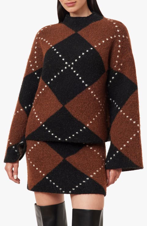 Argyle Mock Neck Sweater