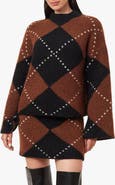Habitual Argyle Mock Neck Sweater