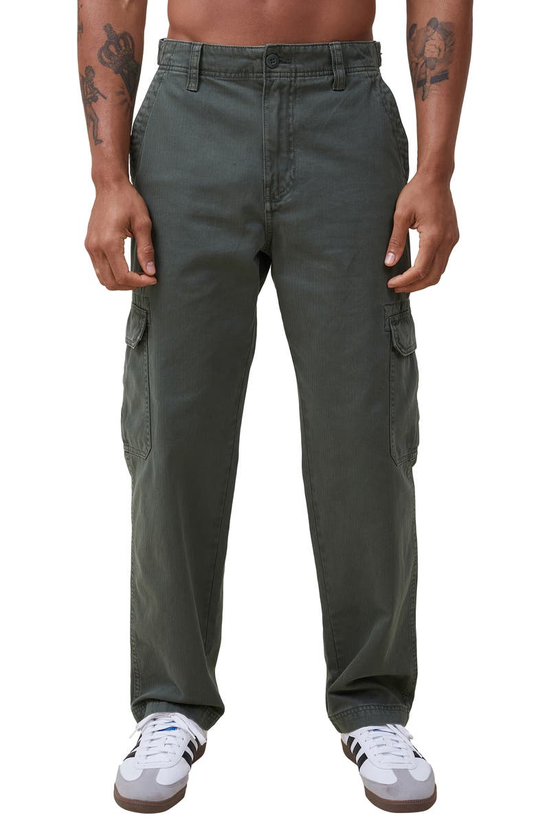 Cotton On Tactical Cargo Pants, Alternate, color, Vintage Army Green Herringbone
