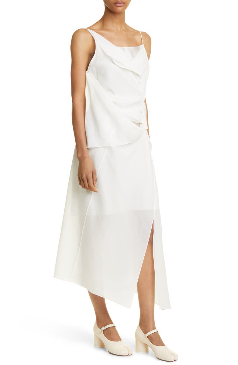Commission Kate Asymmetric Draped Cupro & Cotton Midi Dress, Alternate, color,