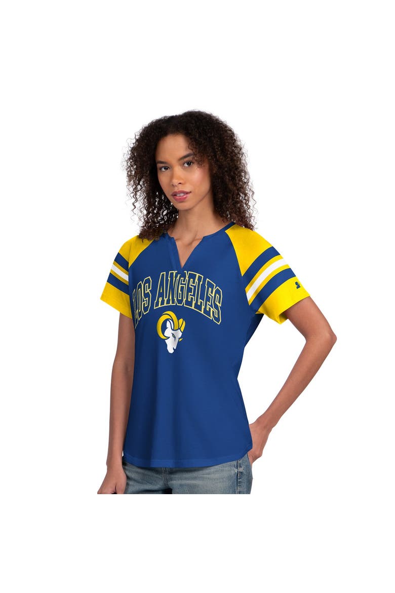 Women's Starter  Royal Los Angeles Rams Game On Notch Neck Raglan T-Shirt, Main, color, Royal