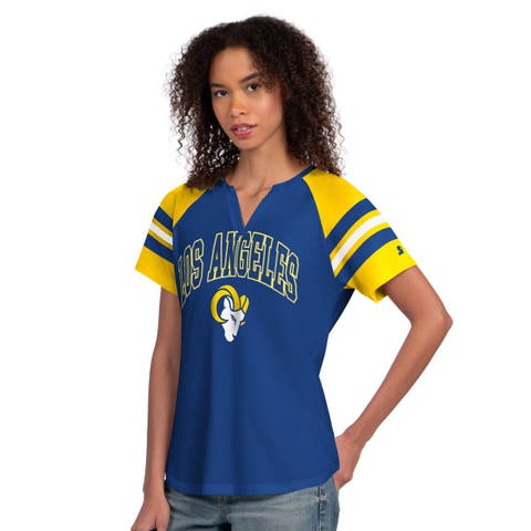 Women's Starter  Royal Los Angeles Rams Game On Notch Neck Raglan T-Shirt